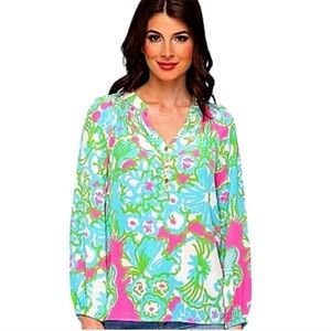 Lilly Pulitzer Pink and Blue Floral Blouse